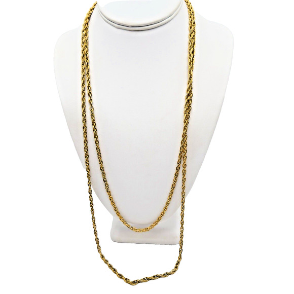 Vtg Trifari Necklace Gold Tone Rope Chain 56" Long Designer Classic Versatile - Picture 3 of 5